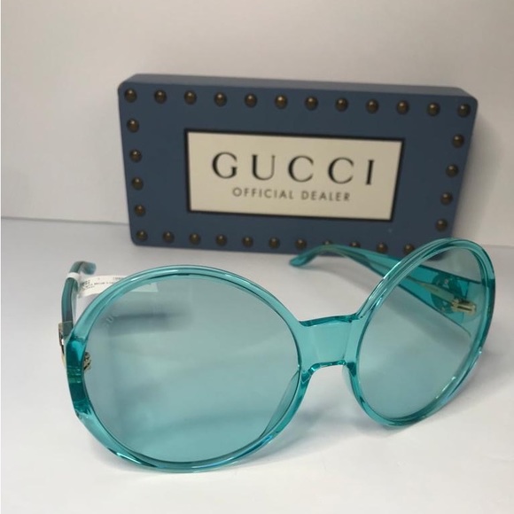 New - Authentic Gucci 0965 Light Blue 001 Logo Summer Oversized Sunglasses GG0… - Picture 3 of 14